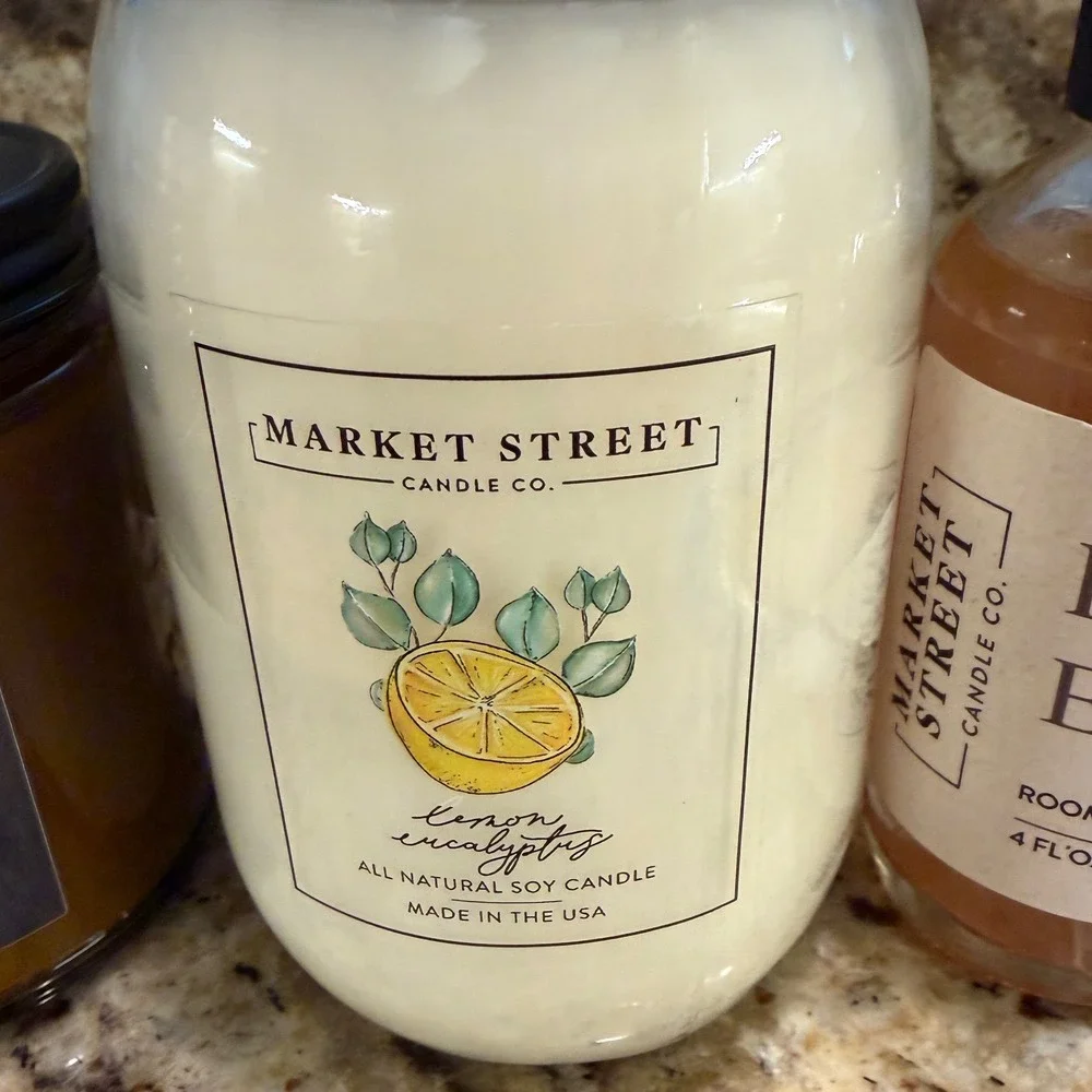 Market Street Candle Lemon Eucalyptus Home Fragrance Set Size 4pc Soy USA NEW‎